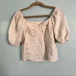 Womens Linen Blend Off-White Blouse